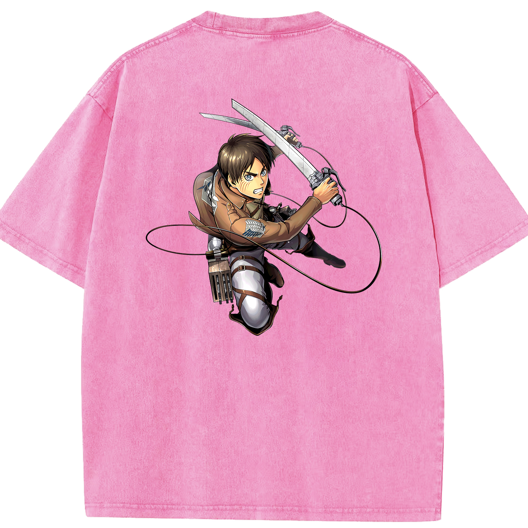 （画像用） 進撃の巨人 エレン･イェーガー Attack on Titan Eren Jäger 綿100% ヴィンテージ風 半袖Tシャツ（背面プリント）